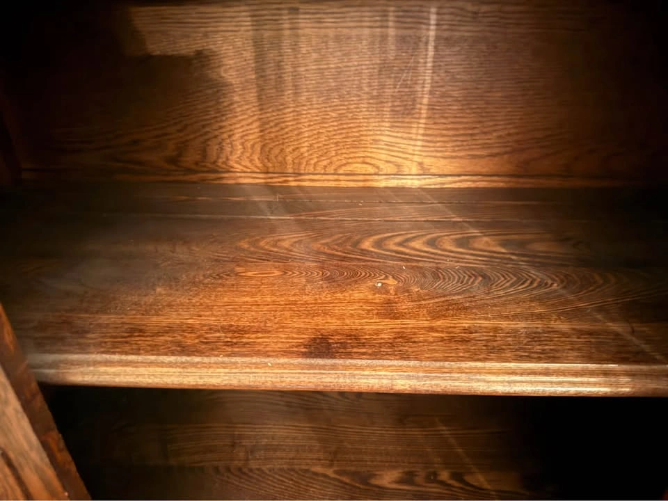 Antique Oak Wood Display Cabinet w Glass Door - photo 2