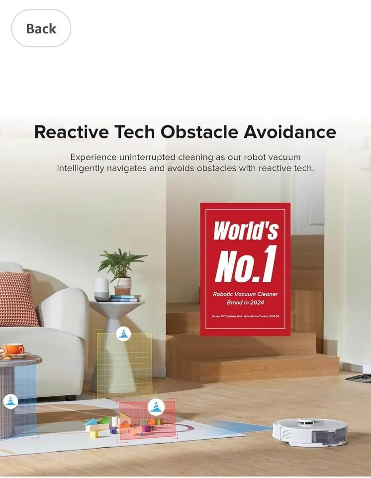 New Roborock Q8 Max+ Robot Vacuum and Mop - White image indicator(3)