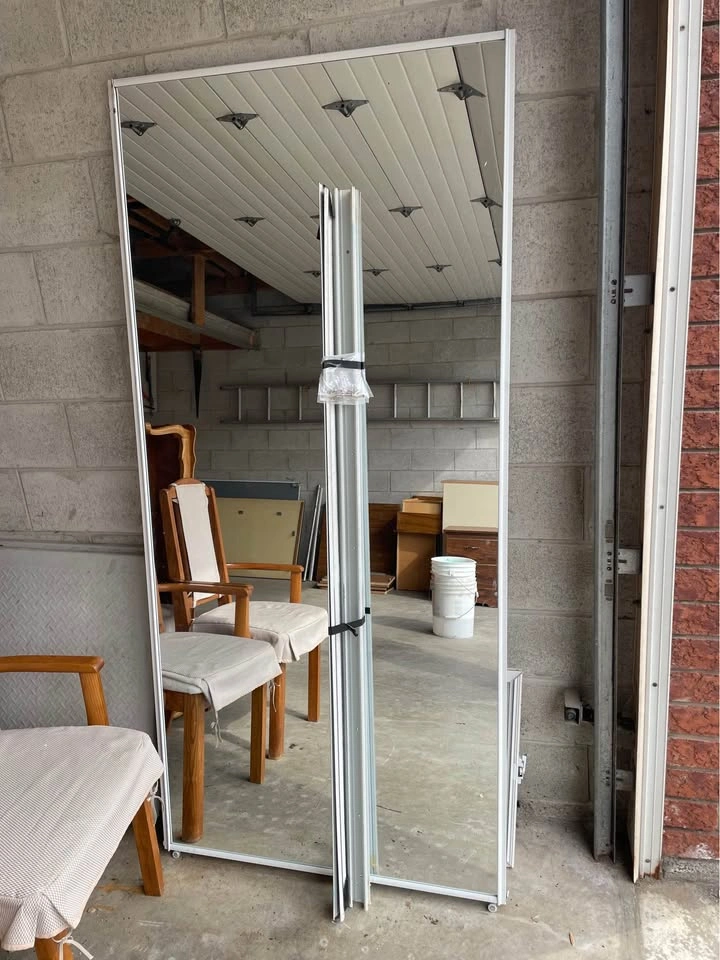 36” White Framed Full Length Mirror and track - photo 3