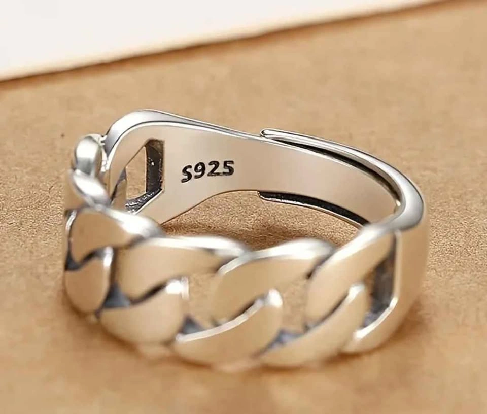 Adjustable Cuban Ring - 925 Sterling Silver Statement Jewelry - photo 5
