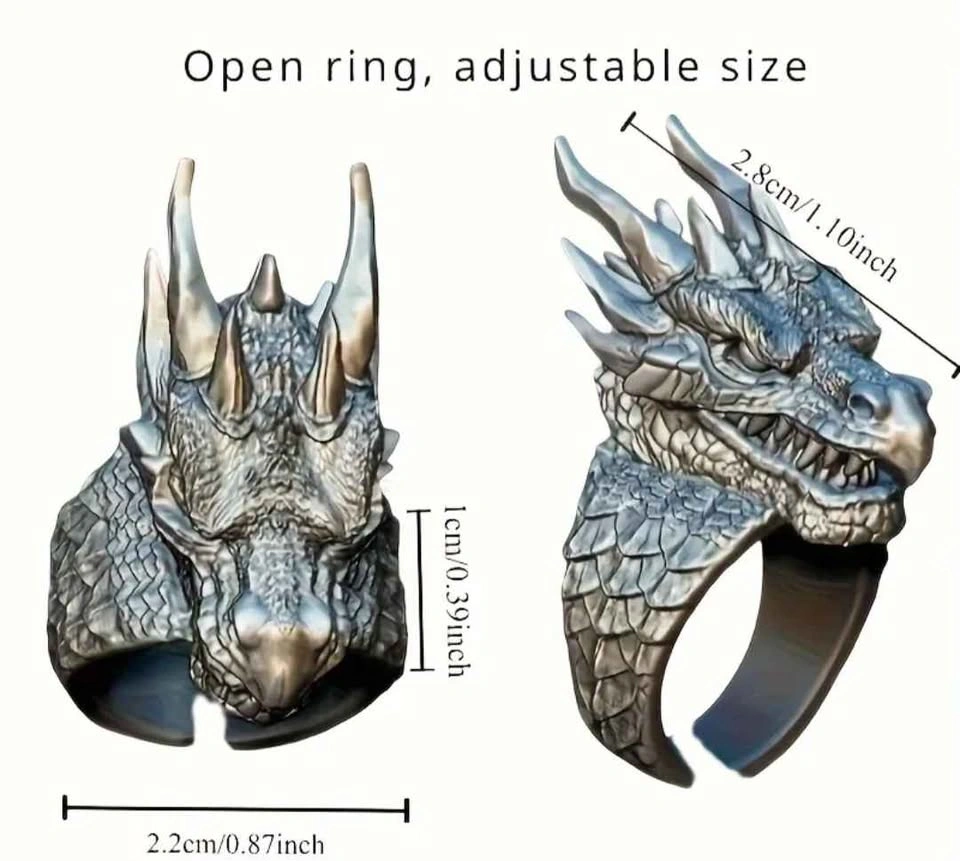 Men's Dragon Head Ring - photo 2