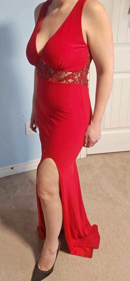Red evening gown