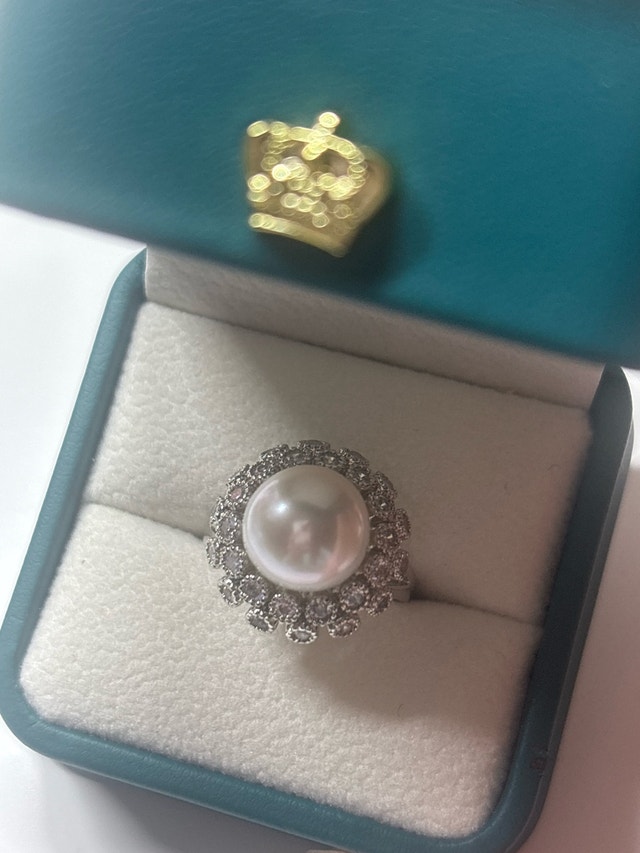 Stunning 11mm Pearl Halo Ring - Adjustable Size! - photo 2