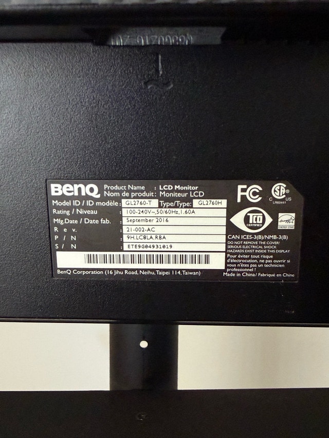 BenQ GL2760H 27” Monitor – Great Condition - photo 2