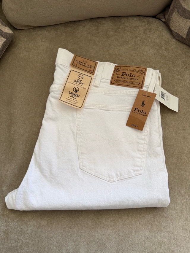 New Polo Ralph Lauren White Denim Jeans 38x30