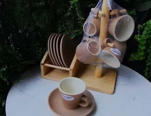 "Casa Elite" 6 Espresso Cups with Saucers and Stand - NEW - photo 3