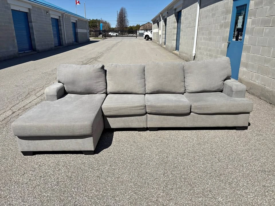 Large Grey Ashley Sectional Sofa with Chaise - Free Delivery