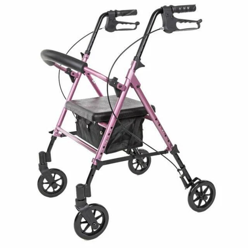 Carex Step 'N Rest Rollator Walker With Seat - Pink