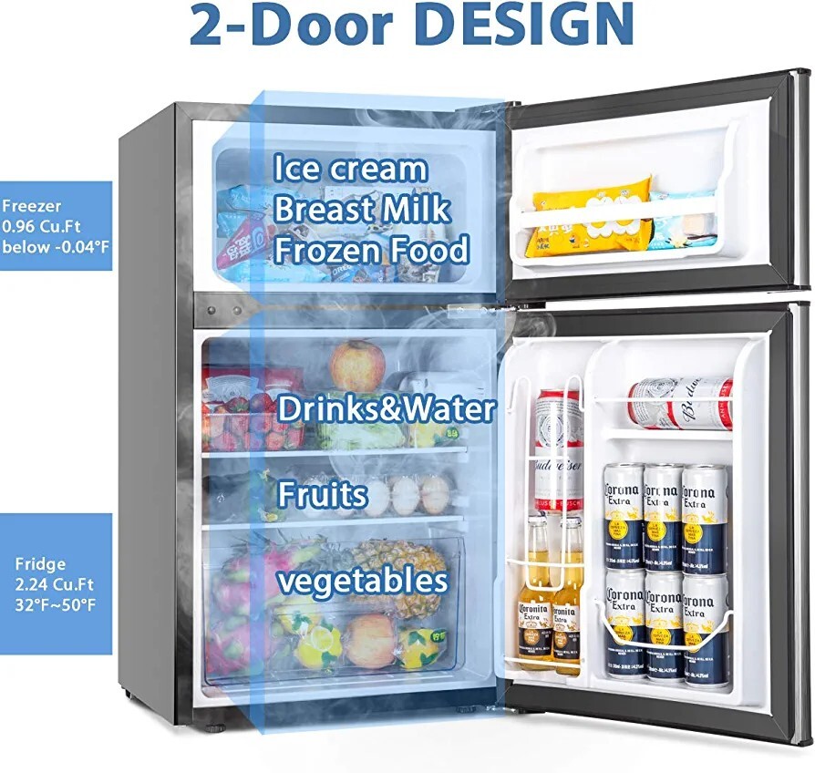 Euhomy Mini Fridge with Freezer, 3.2 Cu.Ft - photo 2