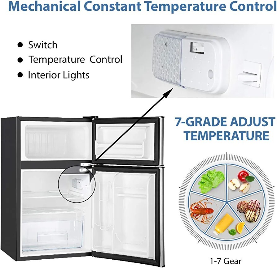Euhomy Mini Fridge with Freezer, 3.2 Cu.Ft - photo 5