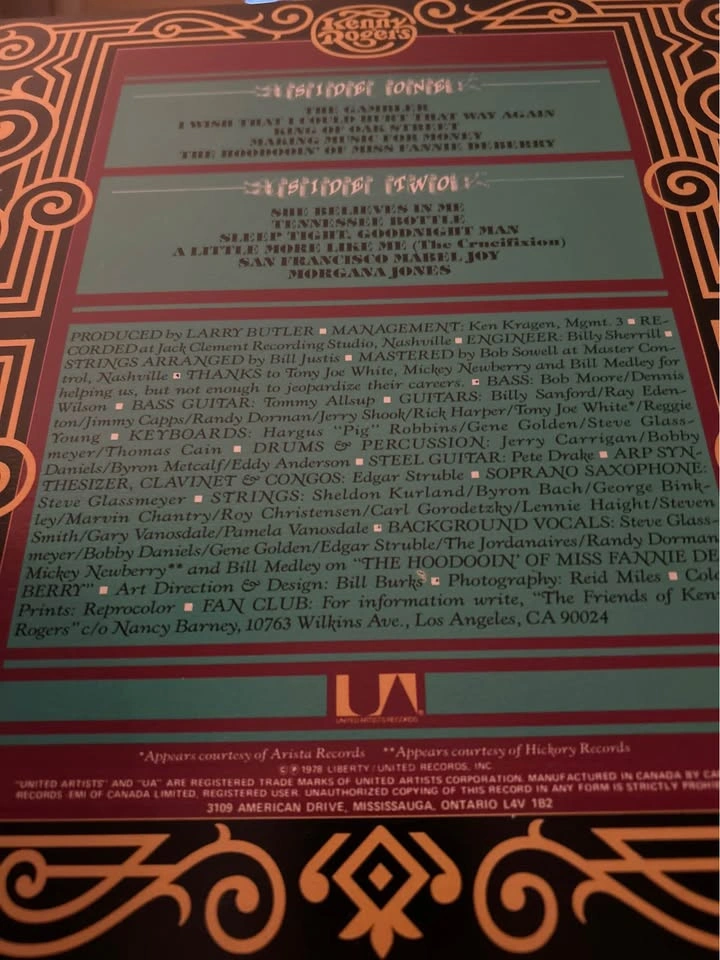 1978 Kenny Rogers "The Gambler" Vinyl Record w/ Poster - photo 2