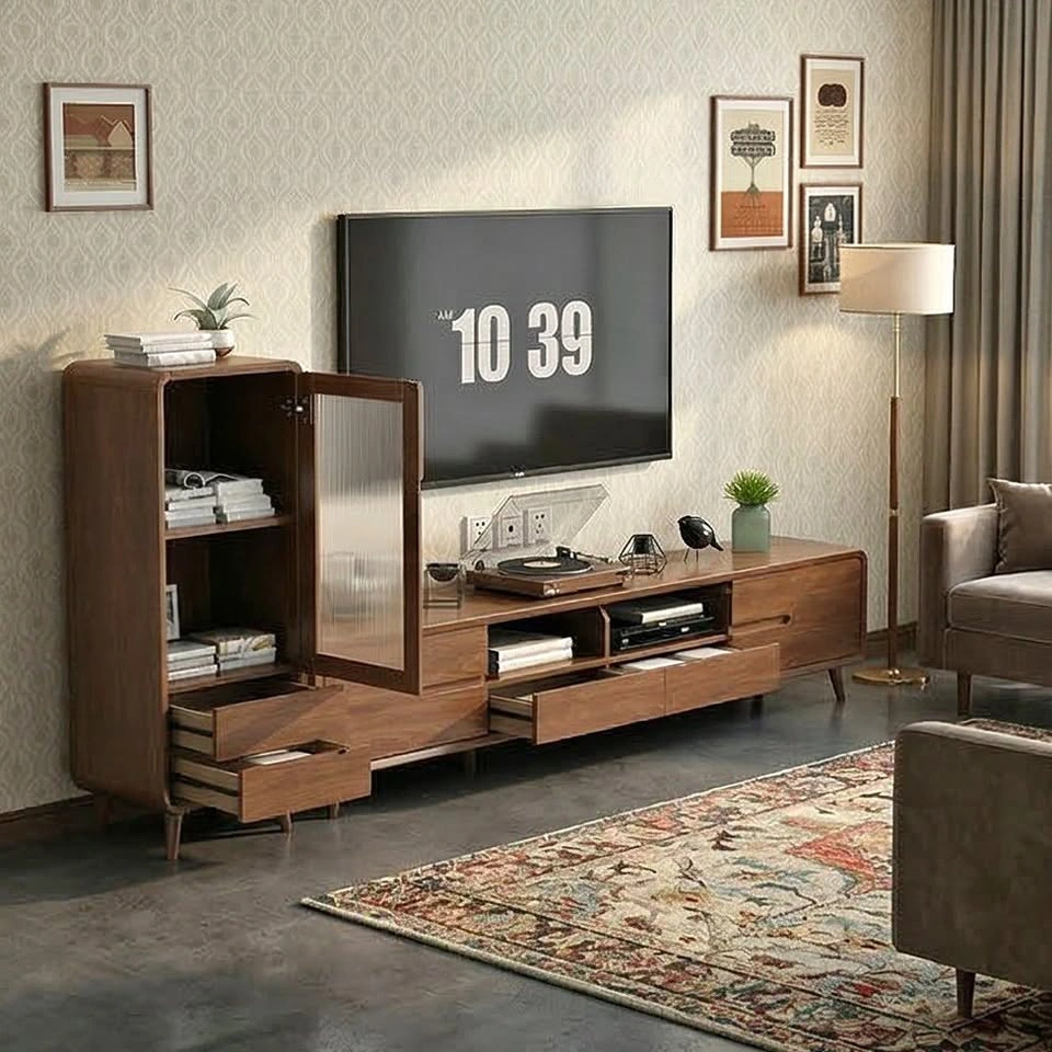 Modern Media Console - Natural Wood Look - From $275