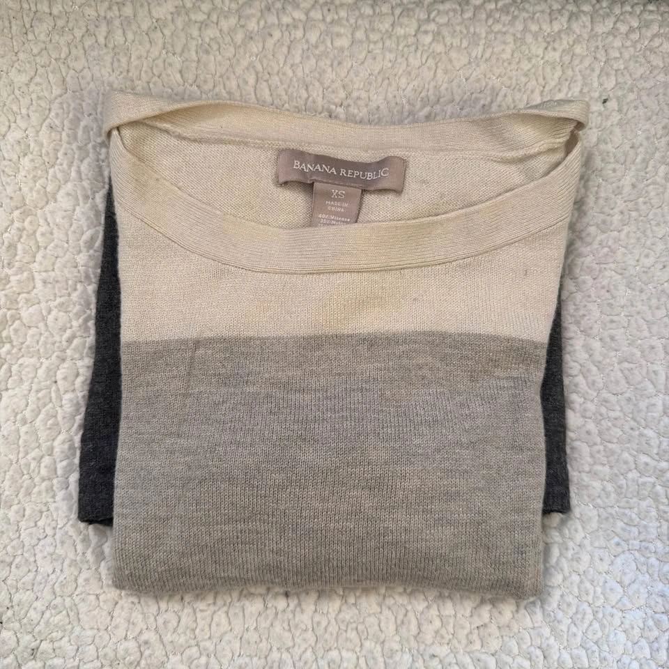 Banana Republic Striped Crewneck Sweater - Neutral Gray Tones - photo 4