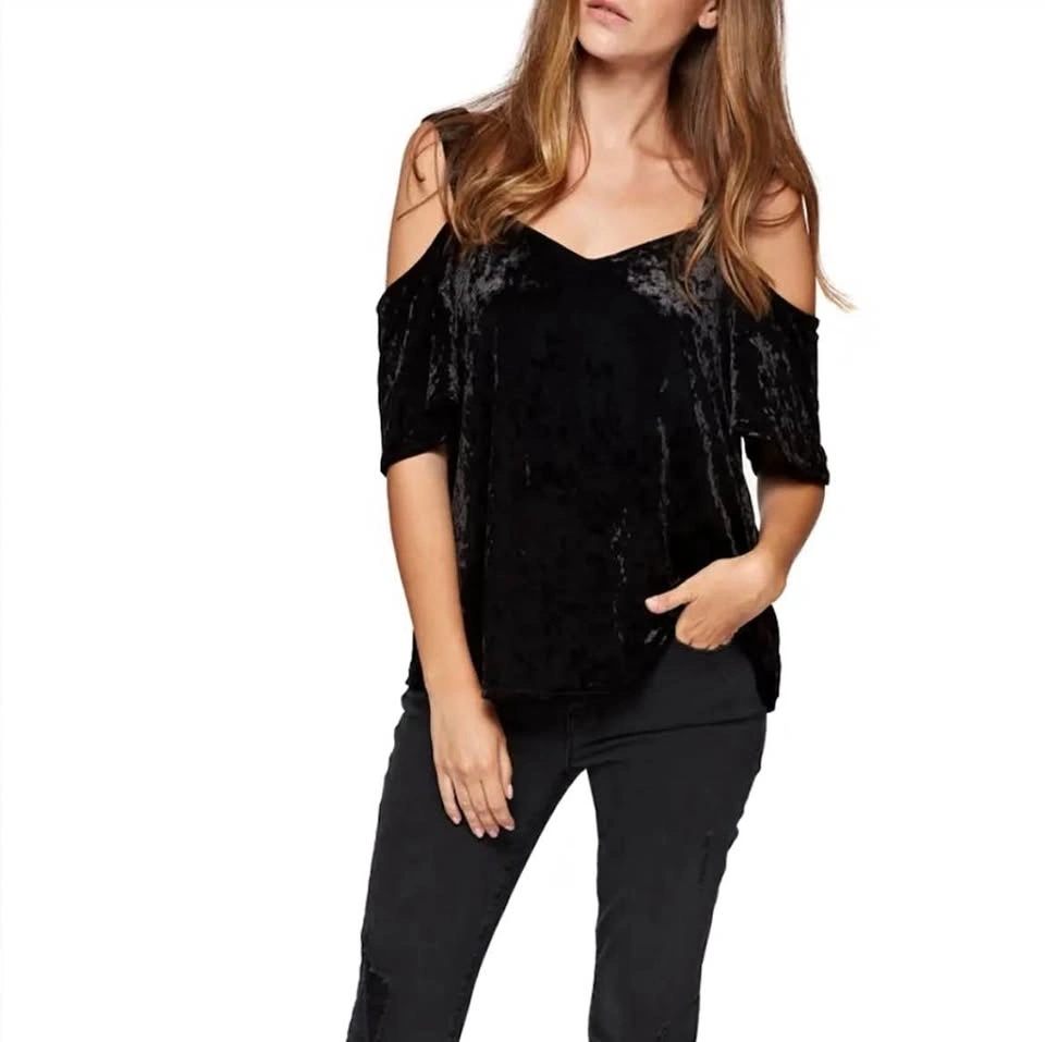 Macy’s Sanctuary Drea Off the Shoulder Crushed Velvet Top