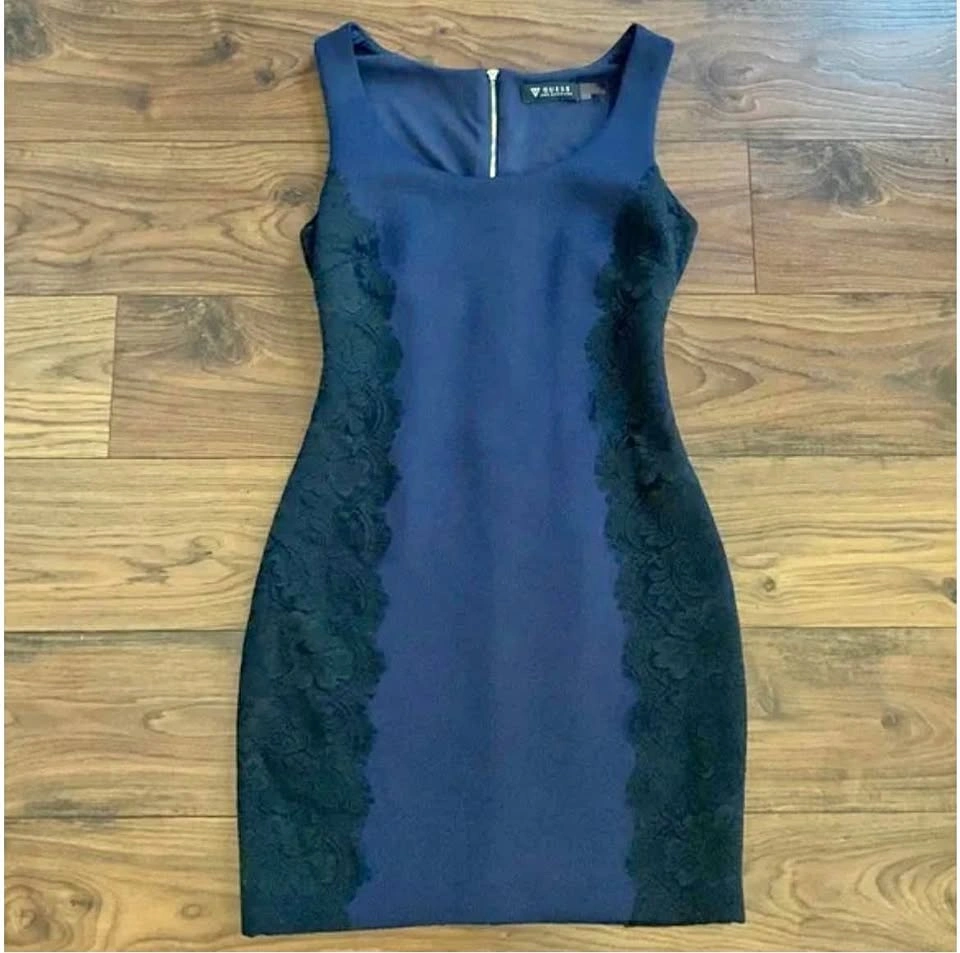 Guess Navy/black Lace Dress