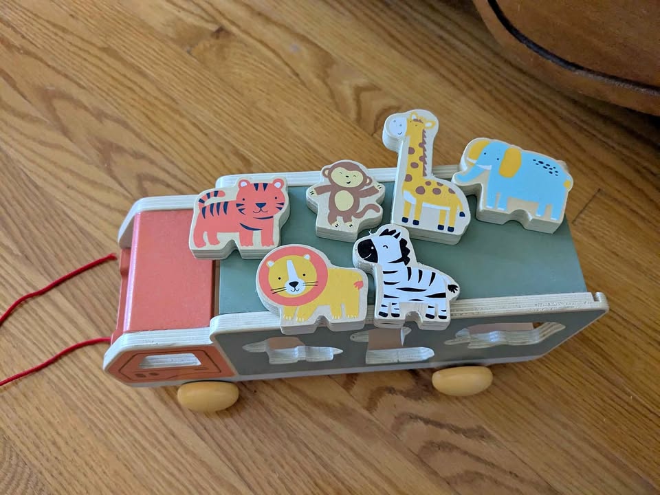 Montessori Style Wooden Animal Shape Sorter Safari Truck
