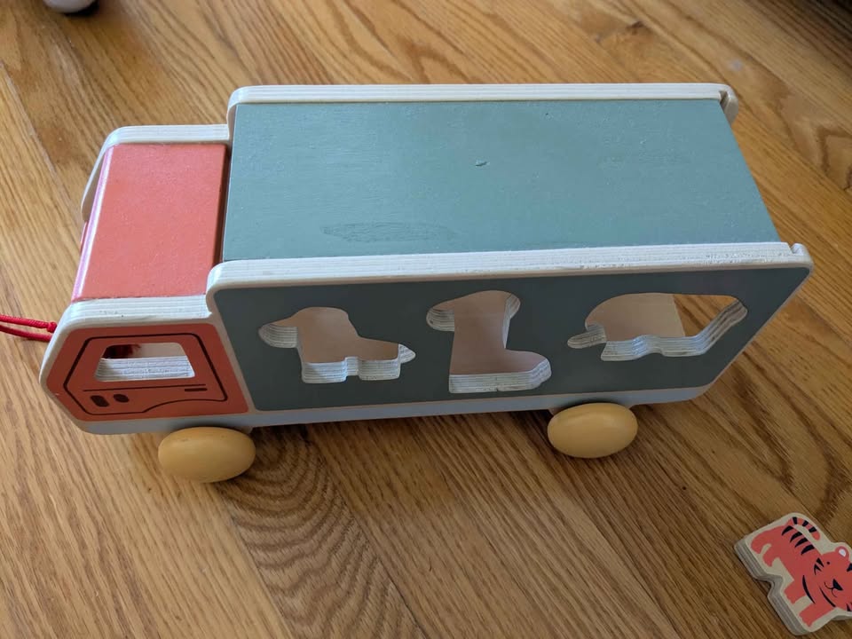 Montessori Style Wooden Animal Shape Sorter Safari Truck - photo 2