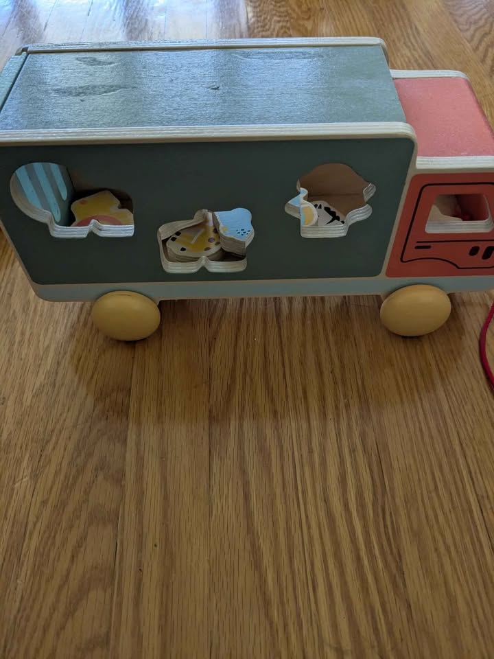 Montessori Style Wooden Animal Shape Sorter Safari Truck - photo 3