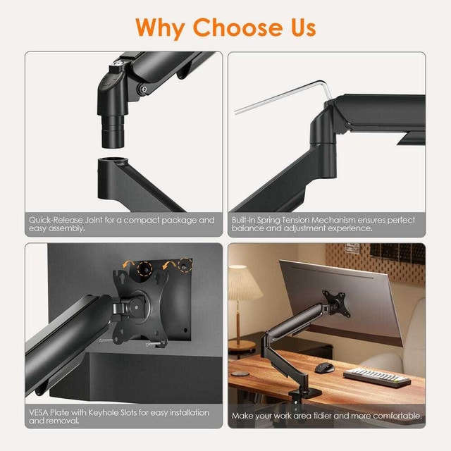 Ergonomic Gas Spring Monitor Desk Mount (17"-32") - photo 3