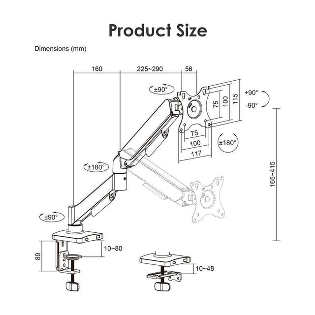 Ergonomic Gas Spring Monitor Desk Mount (17"-32") - photo 4