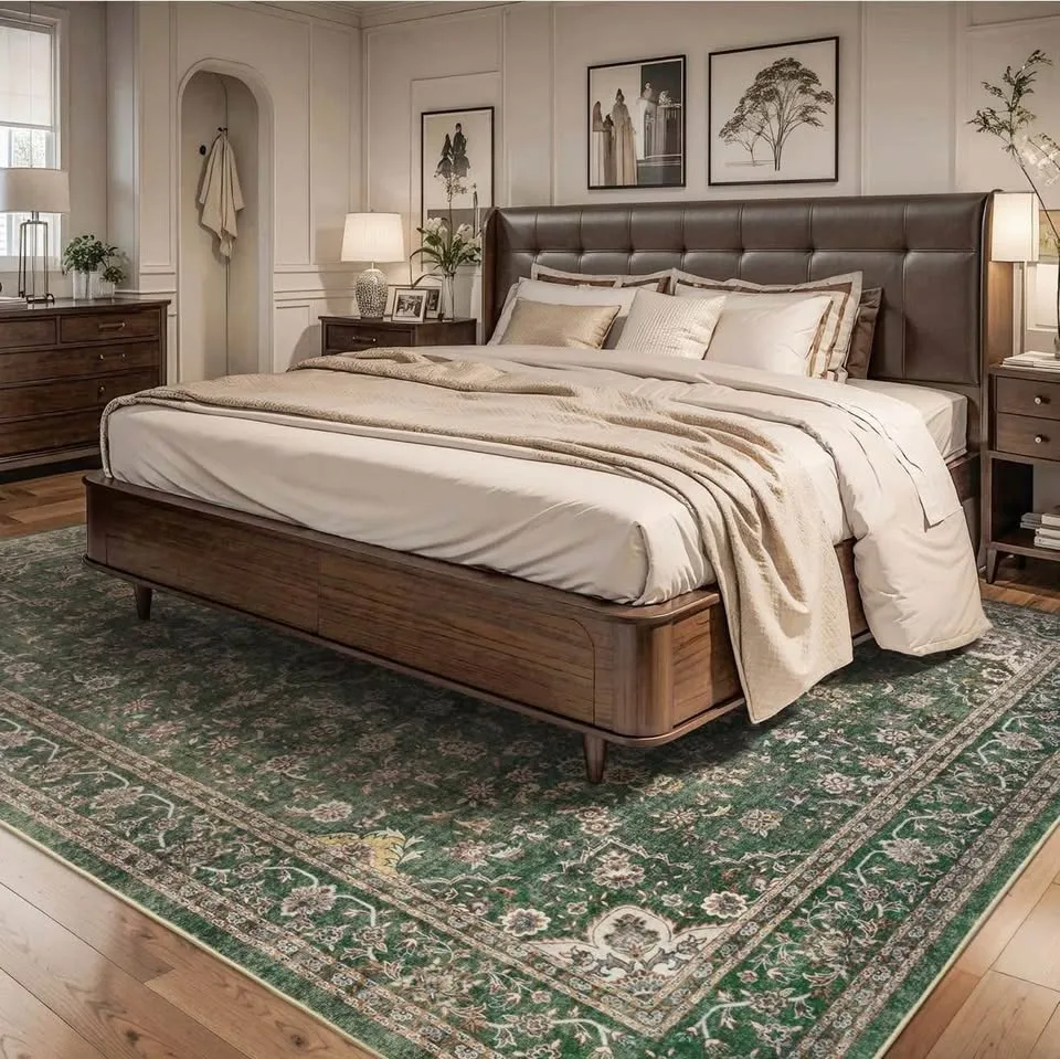 New and sealed area rug machine washable 8X10 - green image indicator(2)