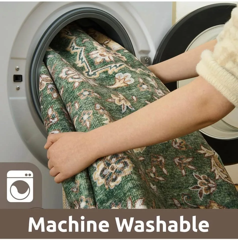 New and sealed area rug machine washable 8X10 - green image indicator(5)