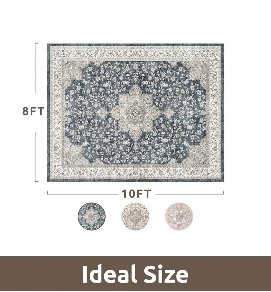 New and sealed area rug machine washable 8X10 - blue image indicator(3)