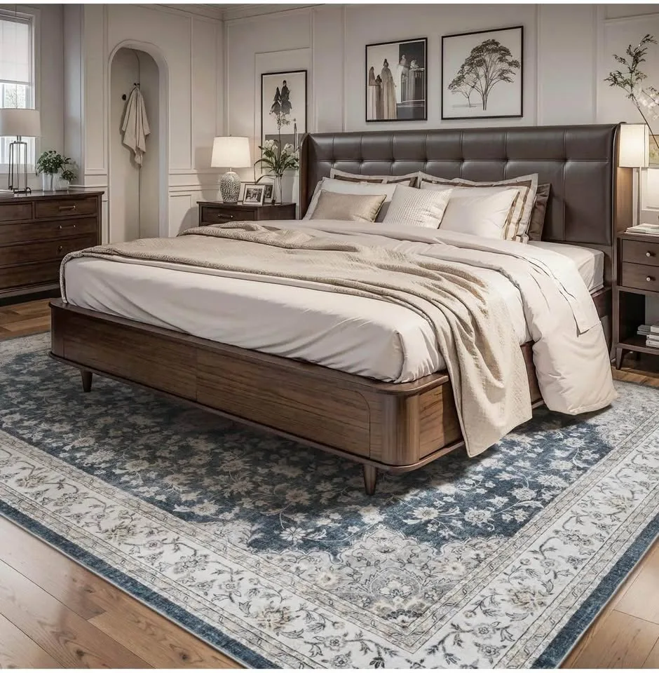 New and sealed area rug machine washable 8X10 - blue image indicator(4)