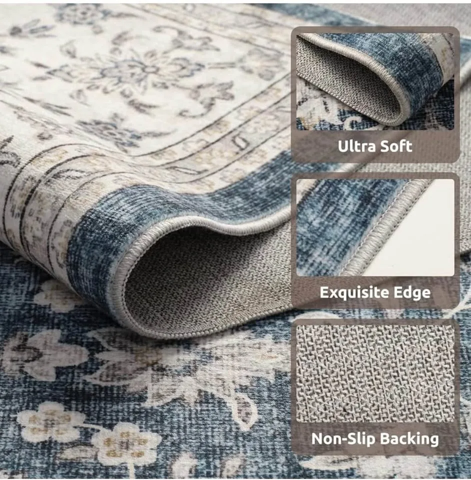 New and sealed area rug machine washable 8X10 - blue image indicator(5)