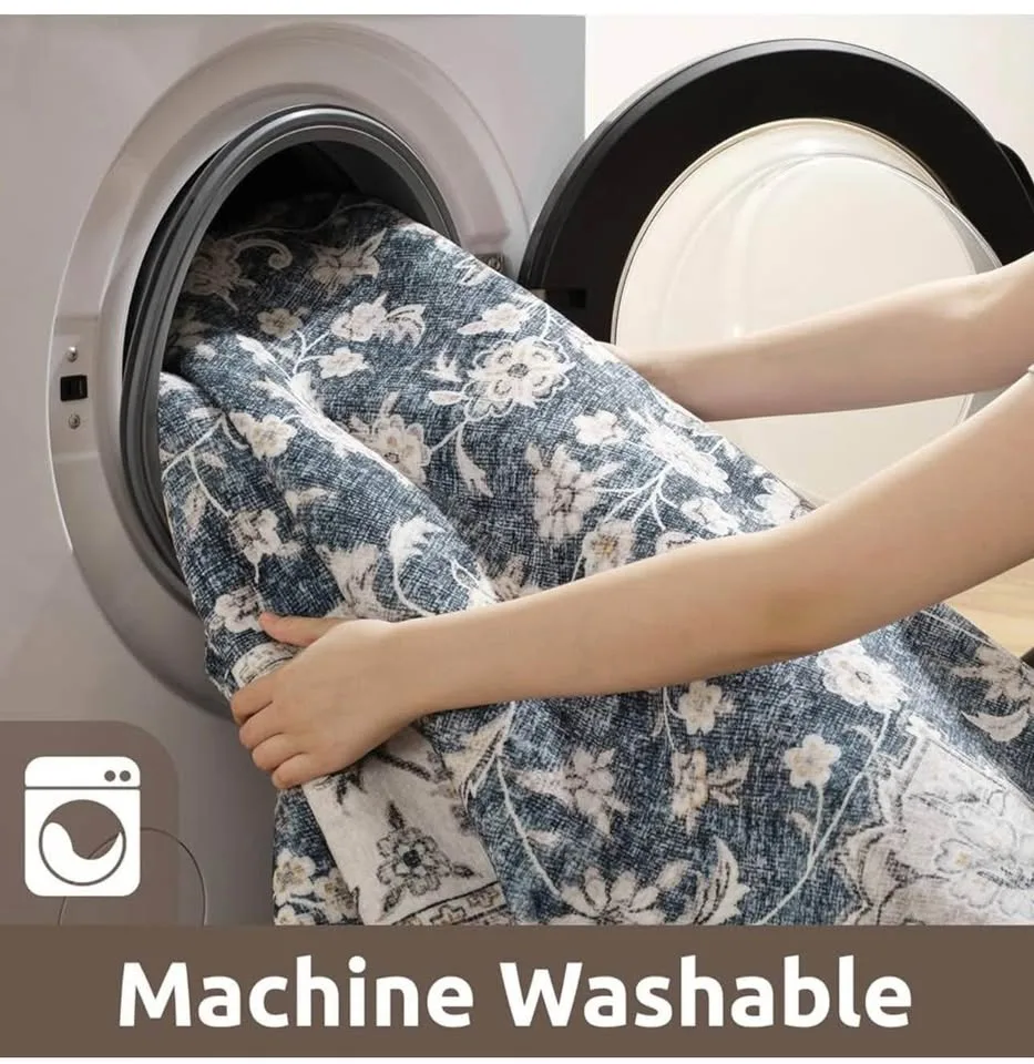 New and sealed area rug machine washable 8X10 - blue image indicator(7)