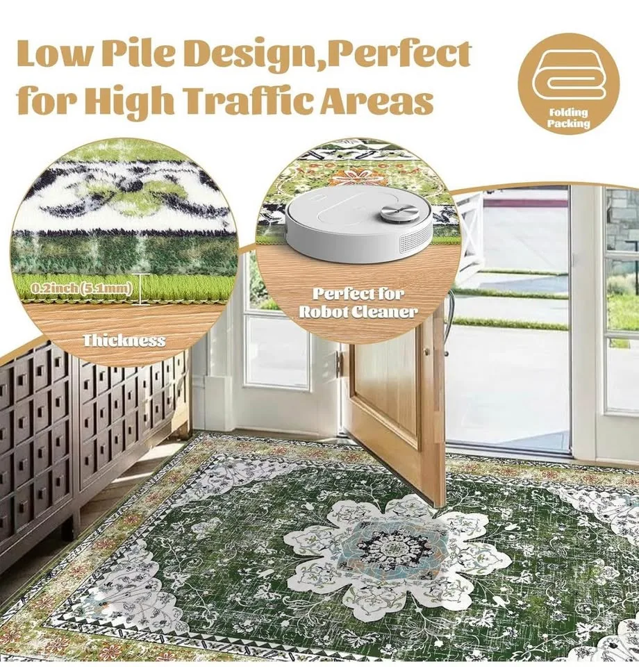 New sealed area rug machine washable 8X10 - green image indicator(4)