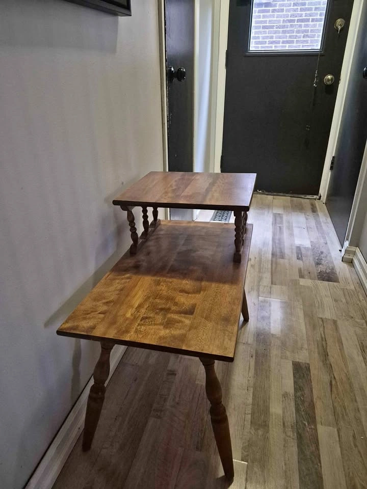 Wood two-tier side table
