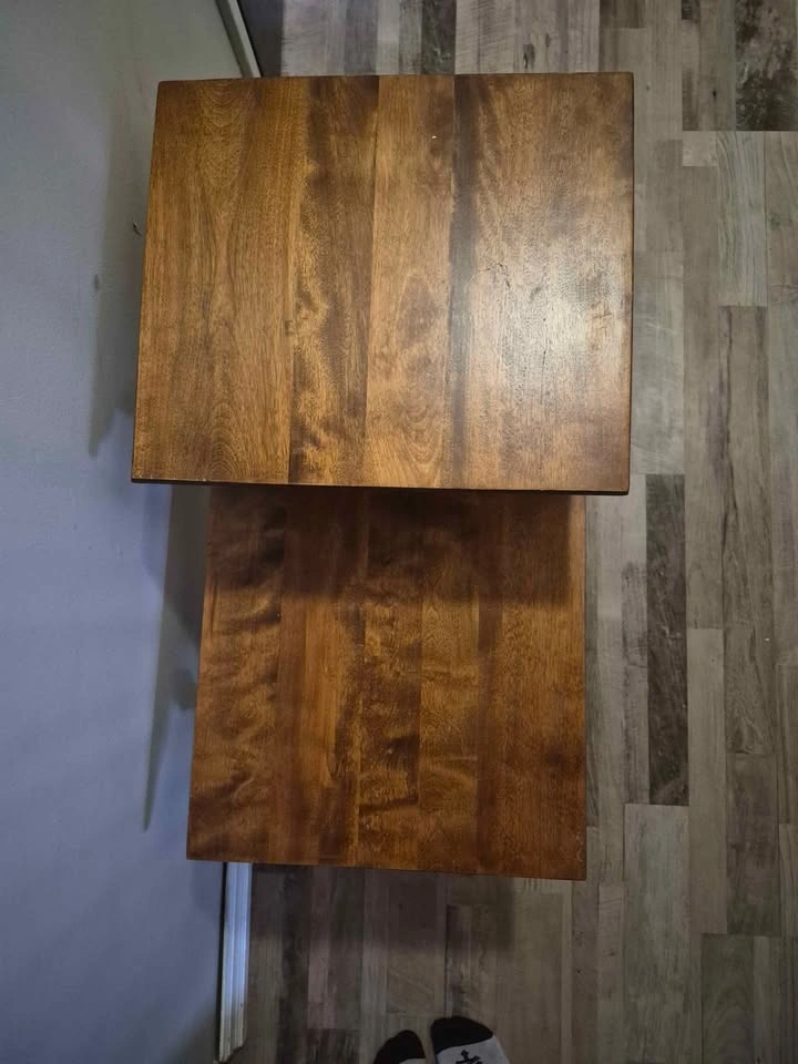 Wood two-tier side table - photo 2