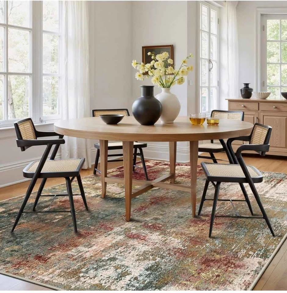 Washable Area Rug 8'x10' Non-Slip Indoor Modern Abstract - photo 2