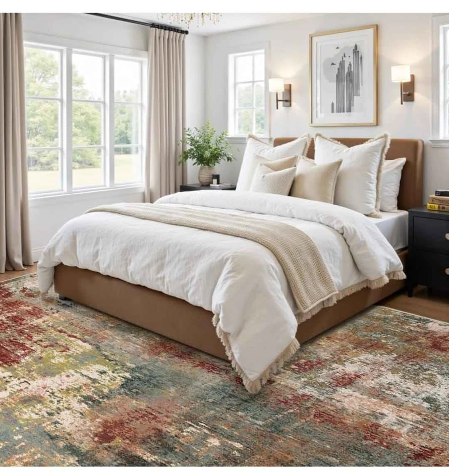 Washable Area Rug 8'x10' Non-Slip Indoor Modern Abstract - photo 3