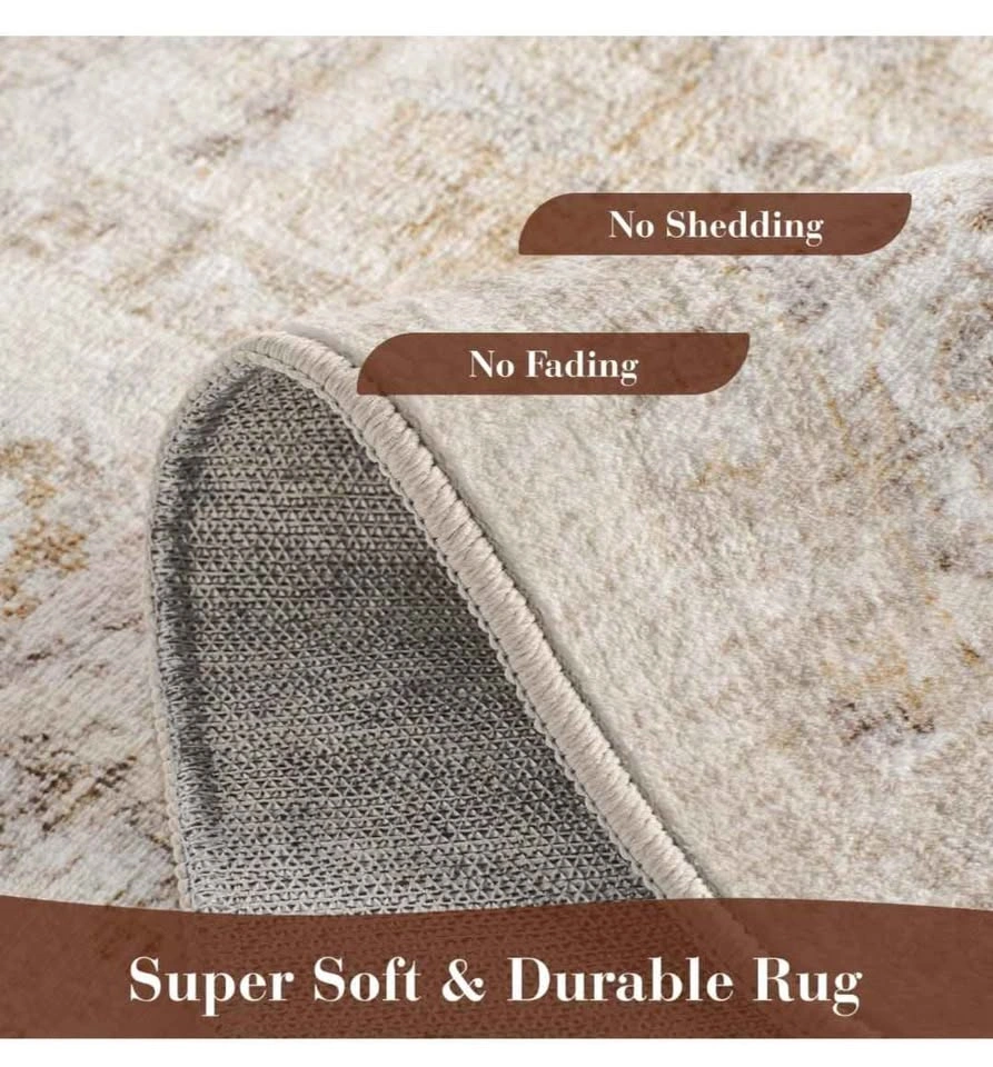 MontVoo Area Rug 9X12 - Beige Machine Washable Soft Vintage Carp - photo 4
