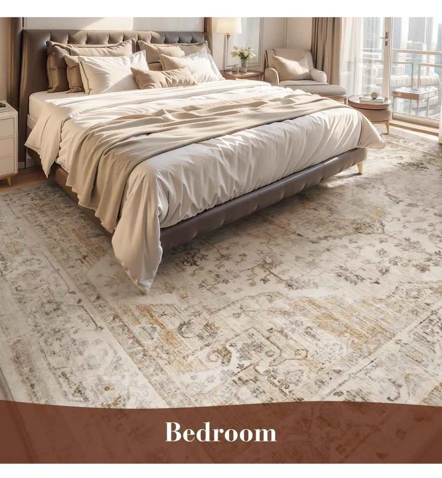 MontVoo Area Rug 9X12 - Beige Machine Washable Soft Vintage Carp - photo 5