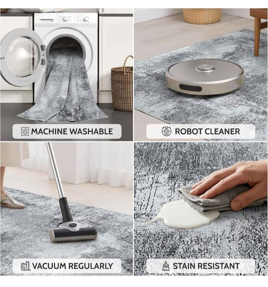 6x9 ft Grey Modern Abstract Washable Area Rug - photo 4