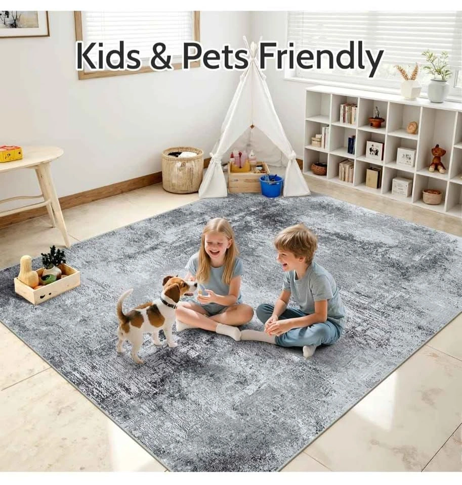 6x9 ft Grey Modern Abstract Washable Area Rug - photo 5