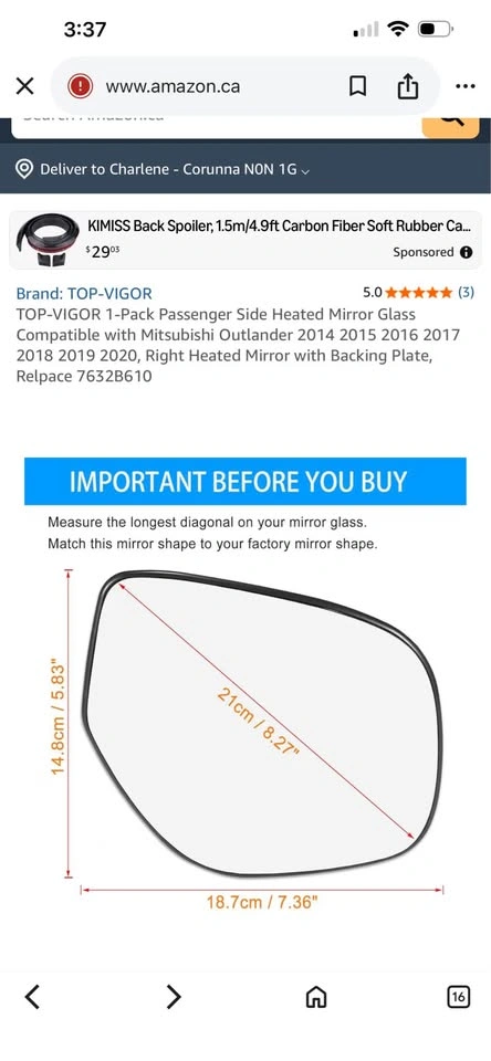 Passenger Mirror for Outlander - photo 4