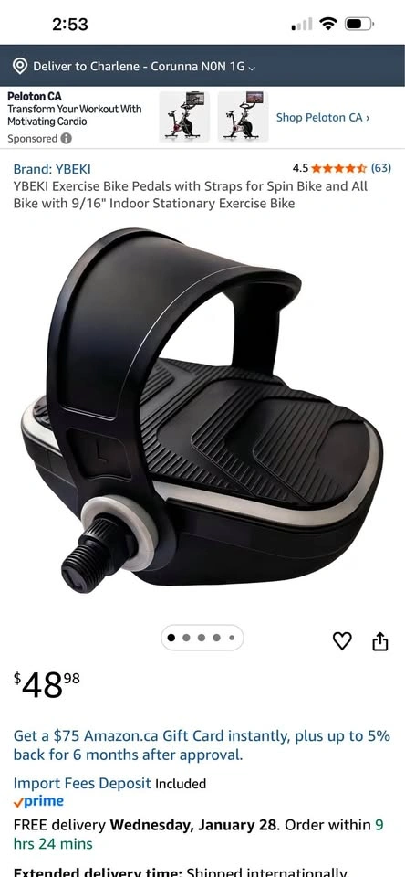 YBEKI Exercise Bike Pedals with Straps