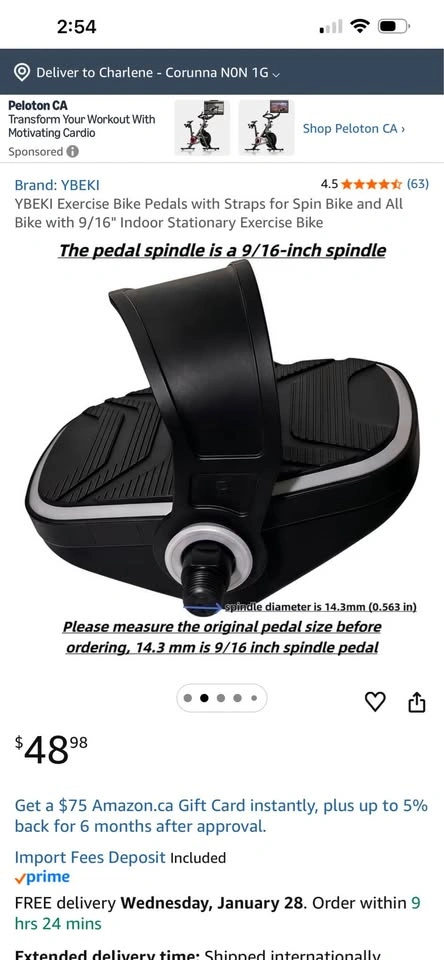 YBEKI Exercise Bike Pedals with Straps - photo 2