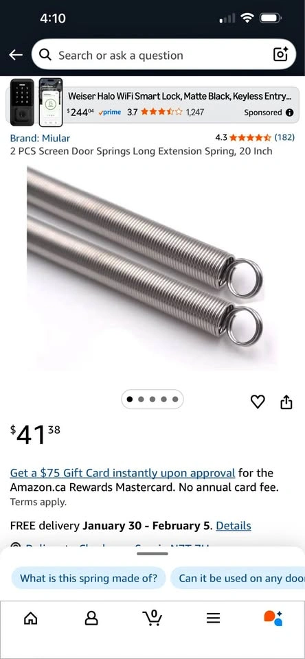 Miular 2 PCS Screen Door Springs 20 Inch
