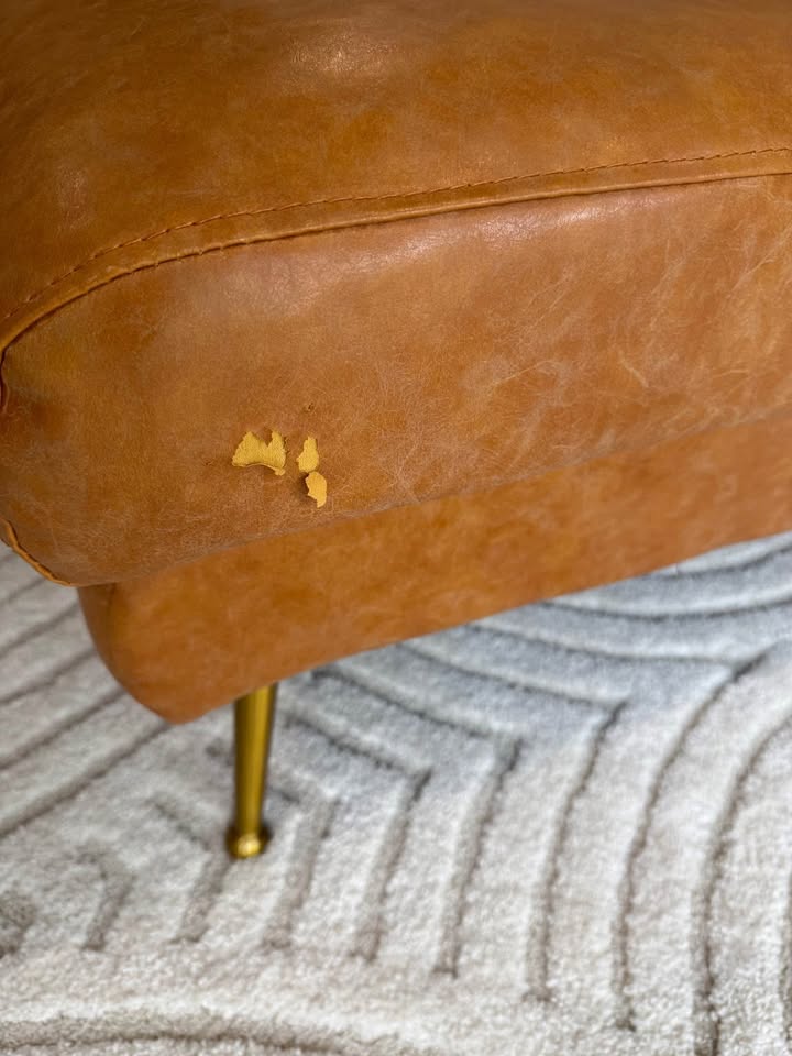 Mid-Century Modern Vegan Leather Sofa + Ottoman - photo 5