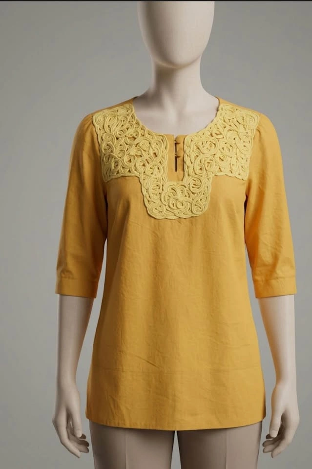 Yellow Tunic with Crochet Neckline size 0