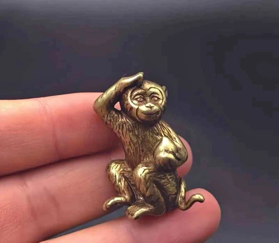 Brass Monkey Decoration, Small Art Deco Sculpture