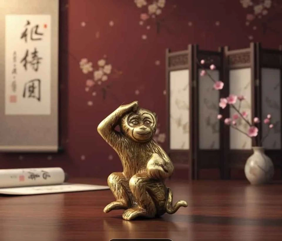 Brass Monkey Decoration, Small Art Deco Sculpture - photo 2