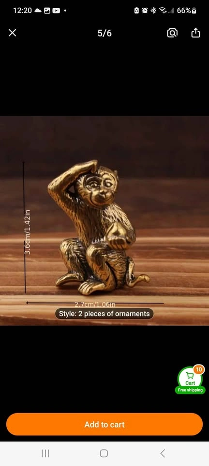Brass Monkey Decoration, Small Art Deco Sculpture - photo 3