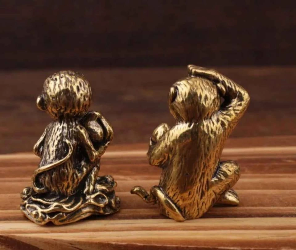 Brass Monkey Decoration, Small Art Deco Sculpture - photo 4