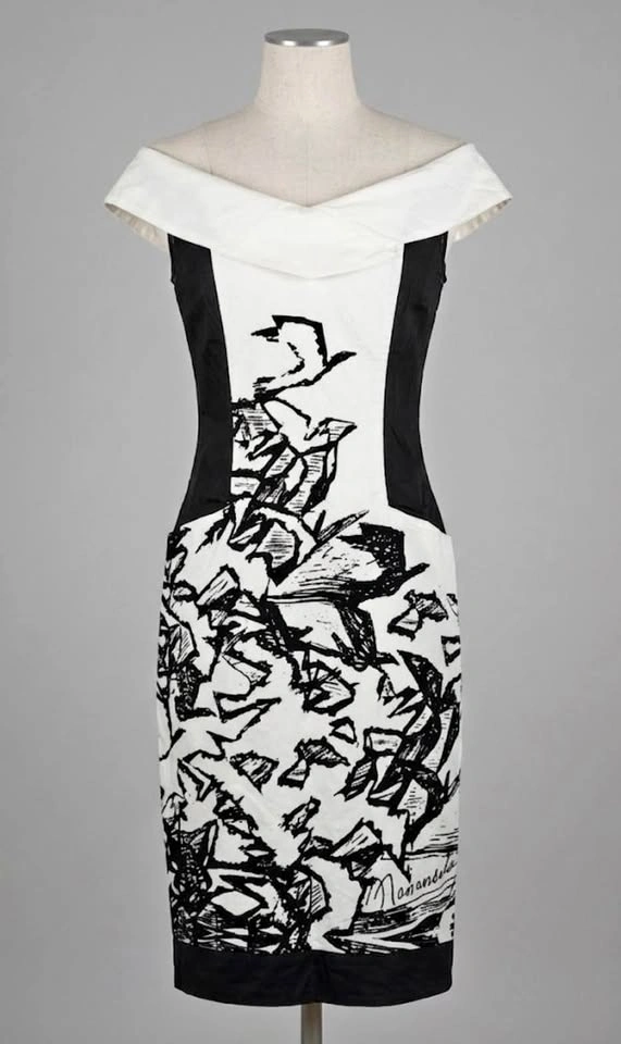 Black and White Off-the-Shoulder Dress - fits xs